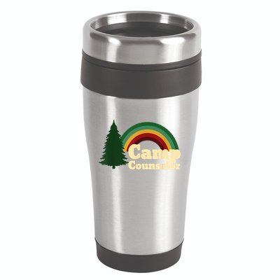 Retro Summer Staff Rainbow Camp Counselor Pine Tree Gift 16oz Travel Tumbler