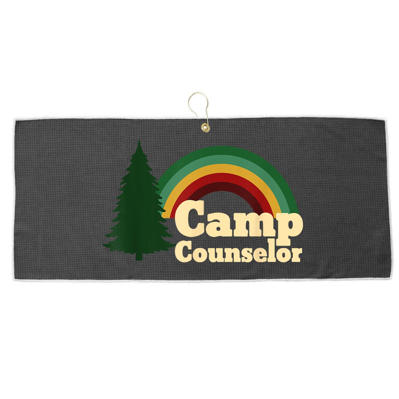 Retro Summer Staff Rainbow Camp Counselor Pine Tree Gift Large Microfiber Waffle Golf Towel