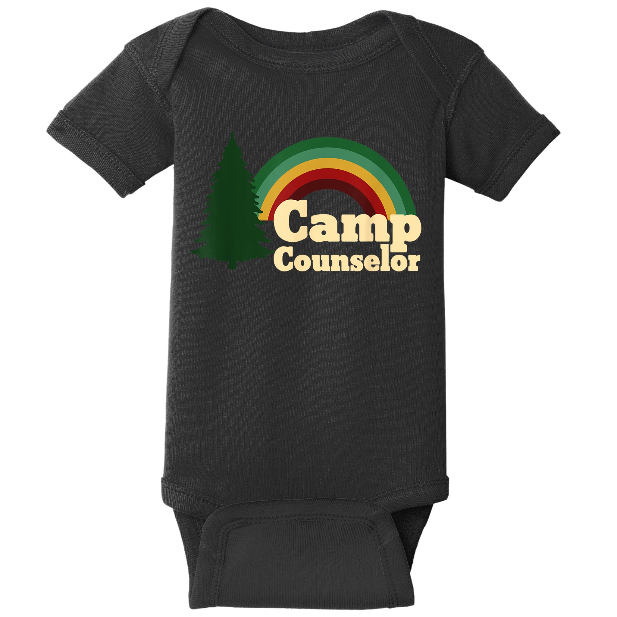 Retro Summer Staff Rainbow Camp Counselor Pine Tree Gift Baby Bodysuit