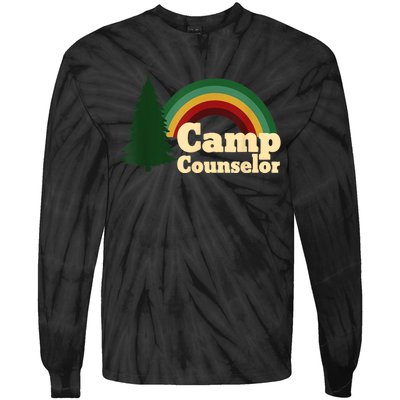 Retro Summer Staff Rainbow Camp Counselor Pine Tree Gift Tie-Dye Long Sleeve Shirt