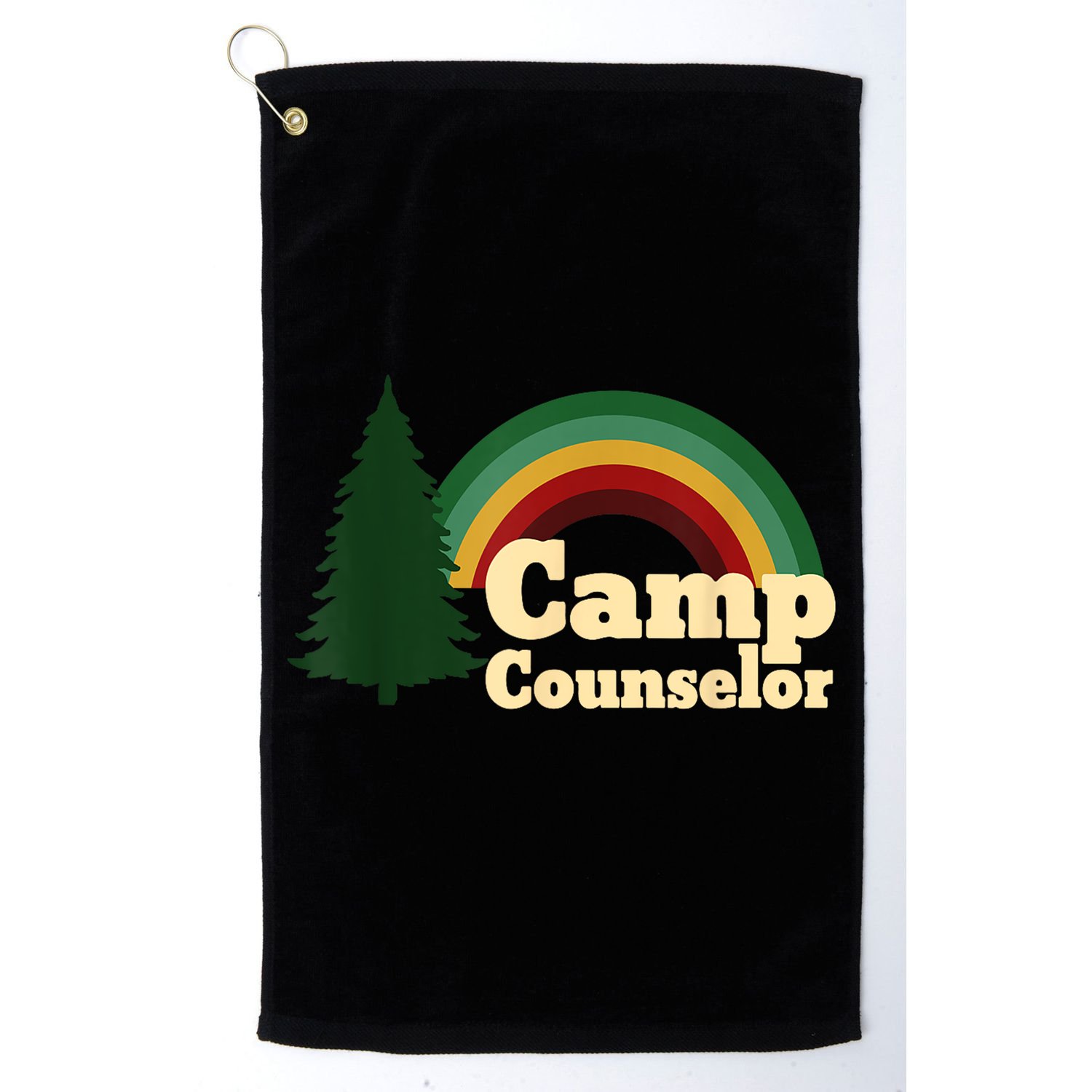 Retro Summer Staff Rainbow Camp Counselor Pine Tree Gift Golf Towel