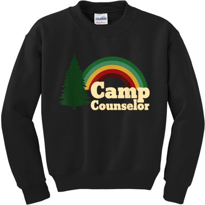 Retro Summer Staff Rainbow Camp Counselor Pine Tree Gift Kids Sweatshirt