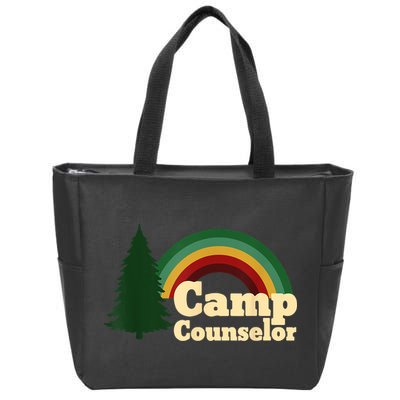 Retro Summer Staff Rainbow Camp Counselor Pine Tree Gift Zip Tote Bag