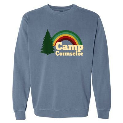 Retro Summer Staff Rainbow Camp Counselor Pine Tree Gift Garment-Dyed Sweatshirt