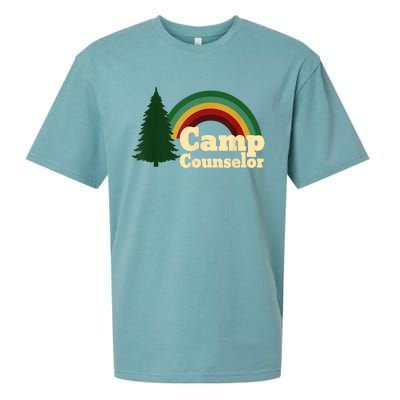 Retro Summer Staff Rainbow Camp Counselor Pine Tree Gift Sueded Cloud Jersey T-Shirt