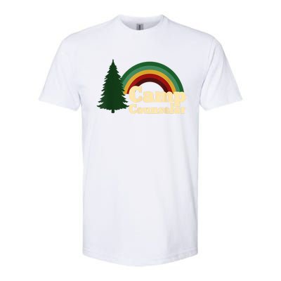 Retro Summer Staff Rainbow Camp Counselor Pine Tree Gift Softstyle CVC T-Shirt