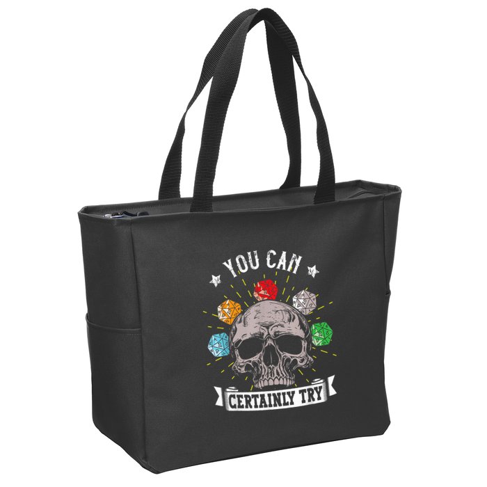 Rpg Skeleton Skull You Can Certainly Try Dice Board Gamer Zip Tote Bag