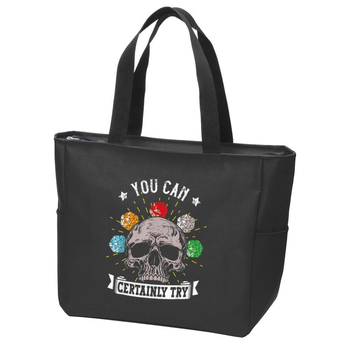 Rpg Skeleton Skull You Can Certainly Try Dice Board Gamer Zip Tote Bag