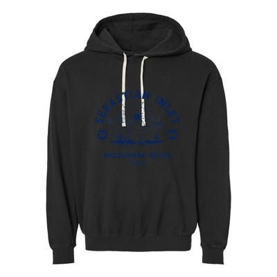 Retro Surfing Sebastian Inlet Melbourne Beach Florida Surf Garment-Dyed Fleece Hoodie