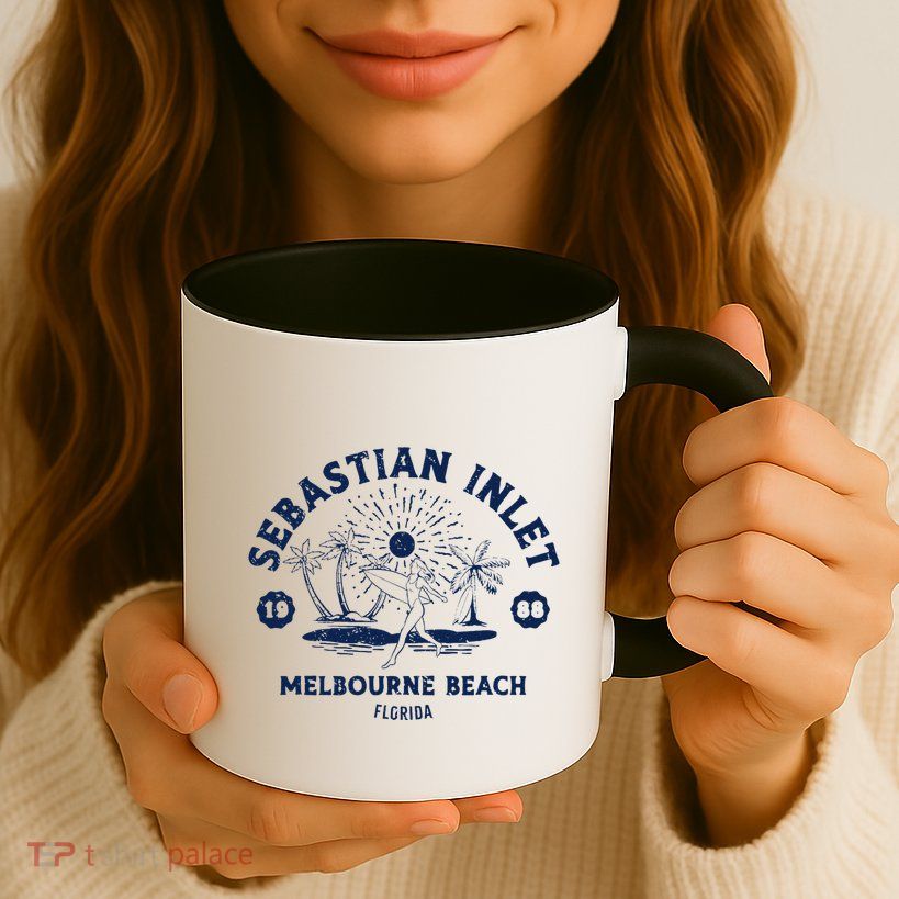 Retro Surfing Sebastian Inlet Melbourne Beach Florida Surf Mug