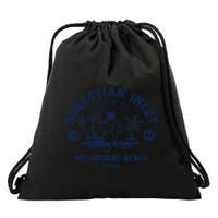 Retro Surfing Sebastian Inlet Melbourne Beach Florida Surf Drawstring Bag