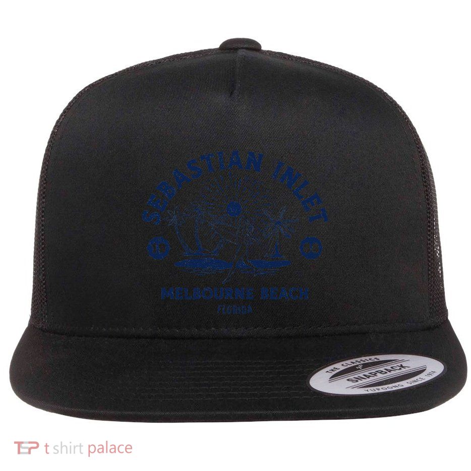 Retro Surfing Sebastian Inlet Melbourne Beach Florida Surf Flatbill Hat