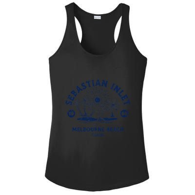 Retro Surfing Sebastian Inlet Melbourne Beach Florida Surf Ladies PosiCharge Competitor Racerback Tank