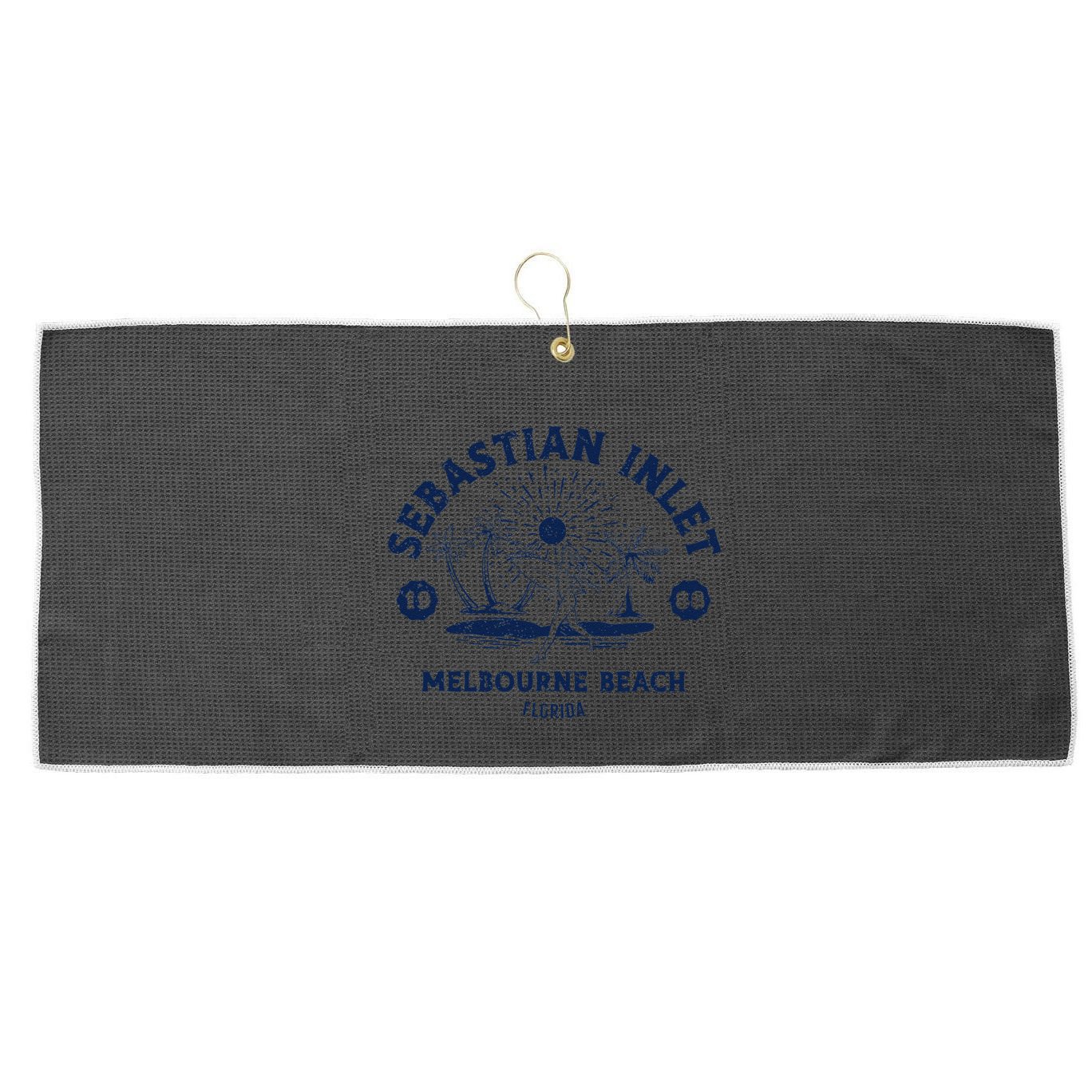 Retro Surfing Sebastian Inlet Melbourne Beach Florida Surf Large Microfiber Waffle Golf Towel