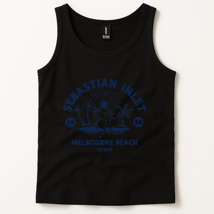 Retro Surfing Sebastian Inlet Melbourne Beach Florida Surf Tank Top