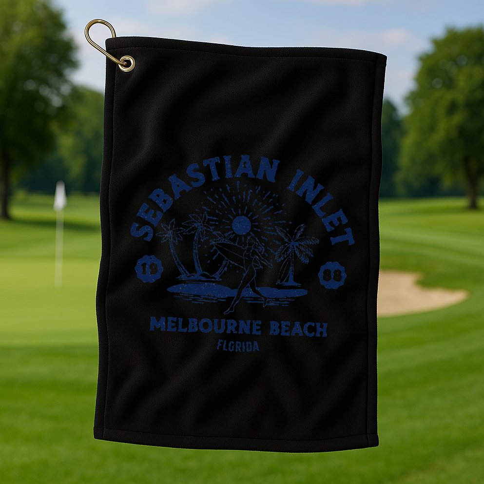 Retro Surfing Sebastian Inlet Melbourne Beach Florida Surf Golf Towel
