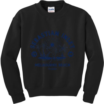 Retro Surfing Sebastian Inlet Melbourne Beach Florida Surf Kids Sweatshirt