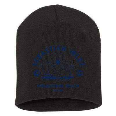 Retro Surfing Sebastian Inlet Melbourne Beach Florida Surf Short Acrylic Beanie
