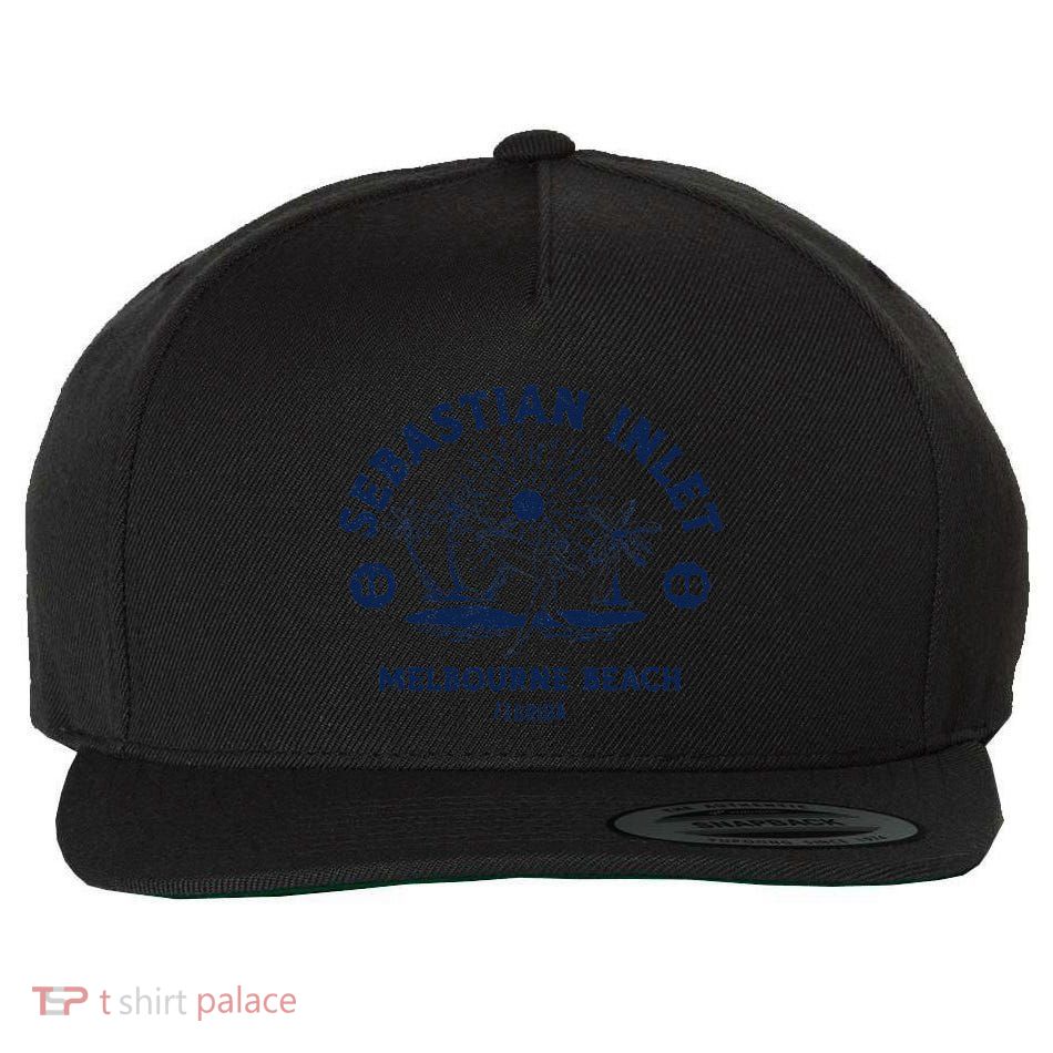 Retro Surfing Sebastian Inlet Melbourne Beach Florida Surf Wool Snapback Cap