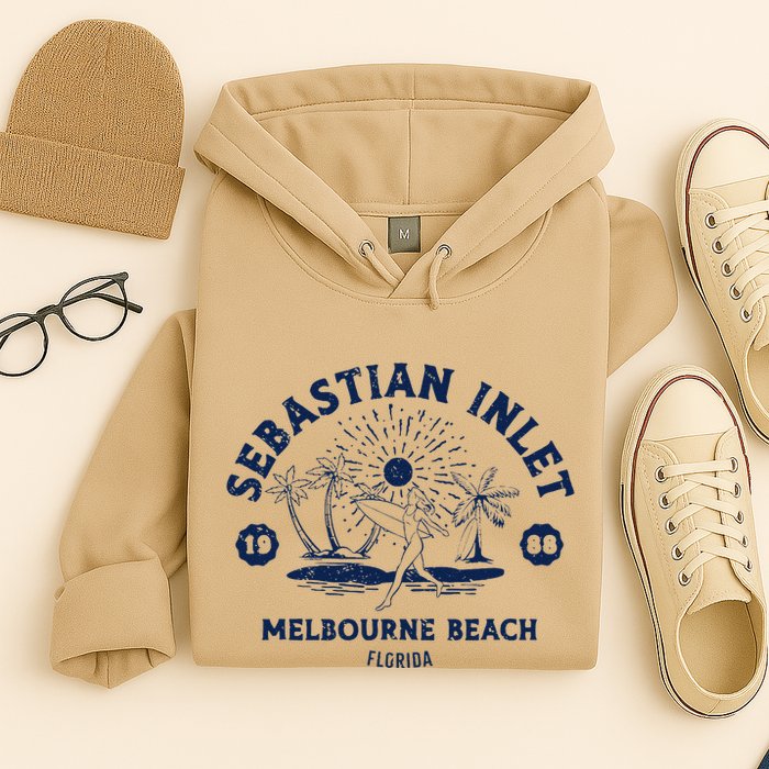 Retro Surfing Sebastian Inlet Melbourne Beach Florida Surf Hoodie