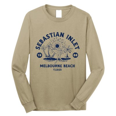 Retro Surfing Sebastian Inlet Melbourne Beach Florida Surf Long Sleeve Shirt