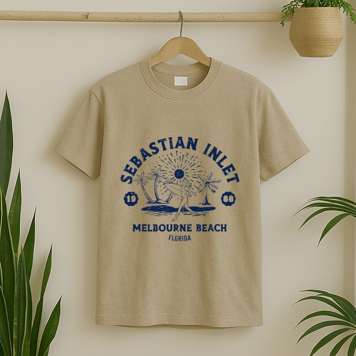 Retro Surfing Sebastian Inlet Melbourne Beach Florida Surf T-Shirt