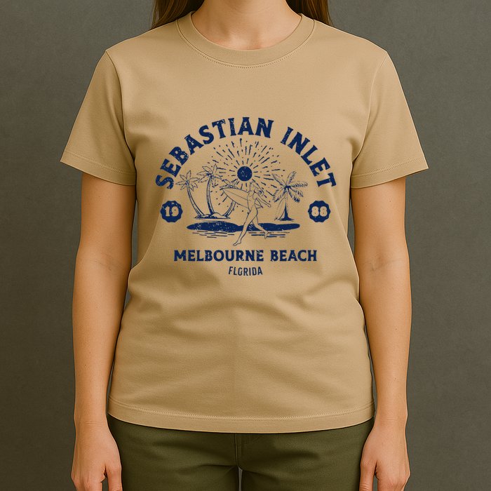 Retro Surfing Sebastian Inlet Melbourne Beach Florida Surf T-Shirt