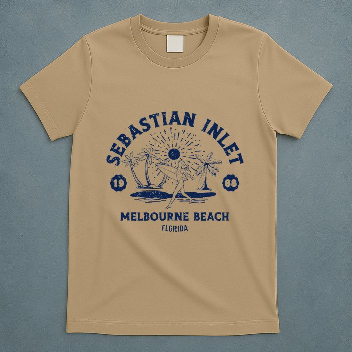 Retro Surfing Sebastian Inlet Melbourne Beach Florida Surf T-Shirt