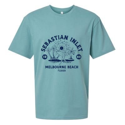Retro Surfing Sebastian Inlet Melbourne Beach Florida Surf Sueded Cloud Jersey T-Shirt