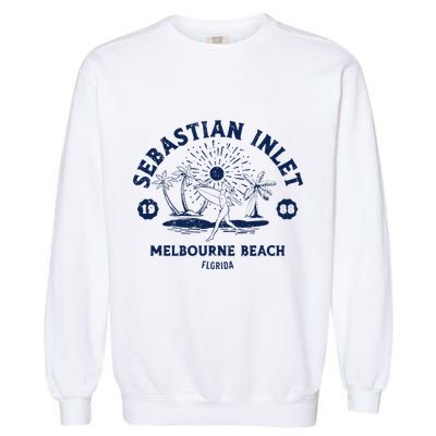 Retro Surfing Sebastian Inlet Melbourne Beach Florida Surf Garment-Dyed Sweatshirt