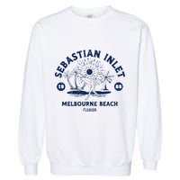Retro Surfing Sebastian Inlet Melbourne Beach Florida Surf Garment-Dyed Sweatshirt