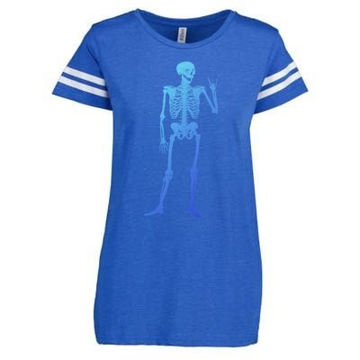 Rocker Skull Skeleton Hand Rock On Costume Funny Halloween Great Gift Enza Ladies Jersey Football T-Shirt