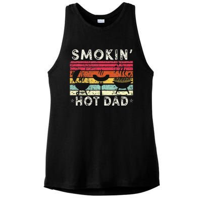 Retro Style Smokin' Hot Dad Funny BBQ Father's Day Ladies PosiCharge Tri-Blend Wicking Tank