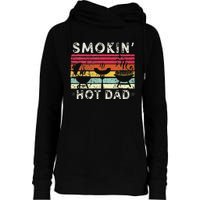 Retro Style Smokin' Hot Dad Funny BBQ Father's Day Womens Funnel Neck Pullover Hood