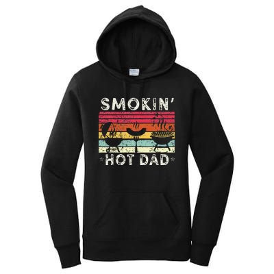 Retro Style Smokin' Hot Dad Funny BBQ Father's Day Women's Pullover Hoodie