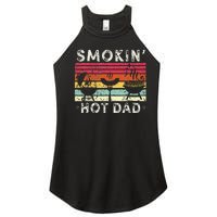 Retro Style Smokin' Hot Dad Funny BBQ Father's Day Women's Perfect Tri Rocker Tank