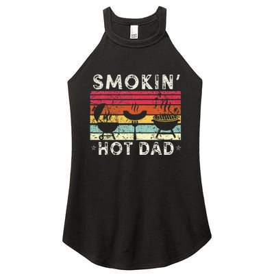 Retro Style Smokin' Hot Dad Funny BBQ Father's Day Women's Perfect Tri Rocker Tank