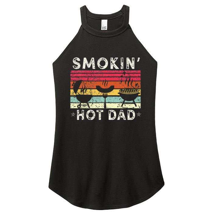 Retro Style Smokin' Hot Dad Funny BBQ Father's Day Women's Perfect Tri Rocker Tank