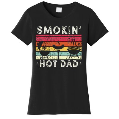 Retro Style Smokin' Hot Dad Funny BBQ Father's Day Women's T-Shirt