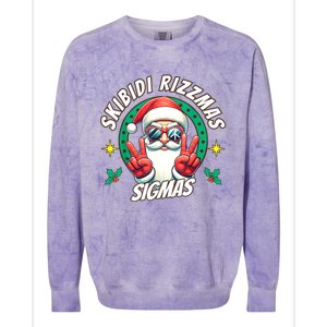 Rizzmas Sigmas Santa Peace Sign Colorblast Crewneck Sweatshirt