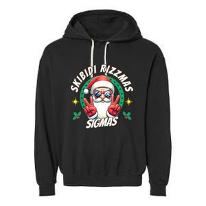 Rizzmas Sigmas Santa Peace Sign Garment-Dyed Fleece Hoodie