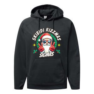 Rizzmas Sigmas Santa Peace Sign Performance Fleece Hoodie