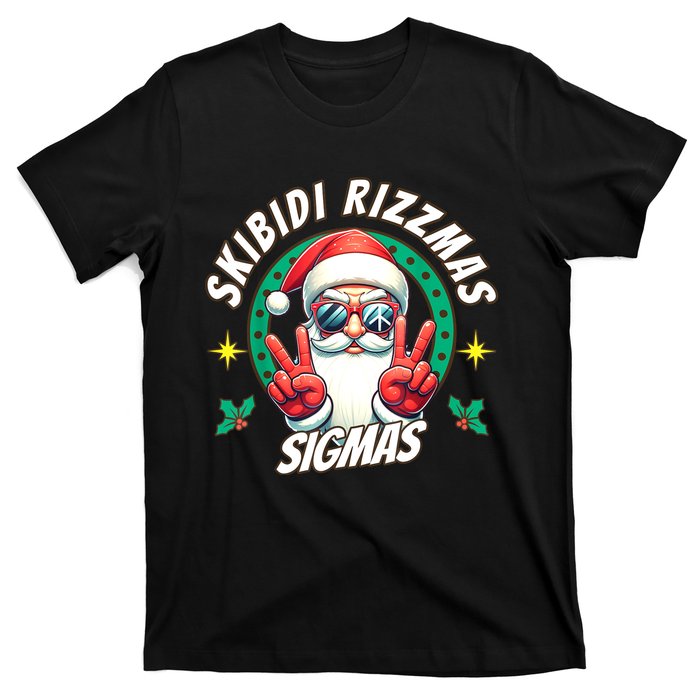 Rizzmas Sigmas Santa Peace Sign T-Shirt