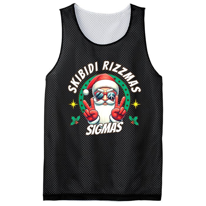 Rizzmas Sigmas Santa Peace Sign Mesh Reversible Basketball Jersey Tank