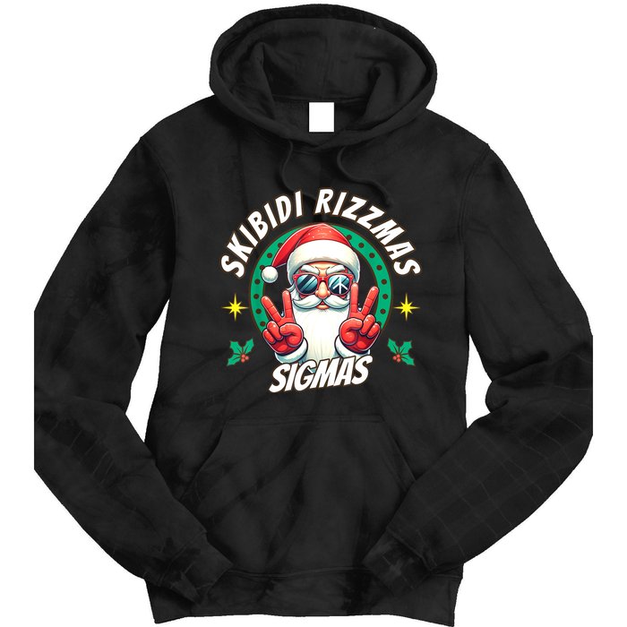 Rizzmas Sigmas Santa Peace Sign Tie Dye Hoodie