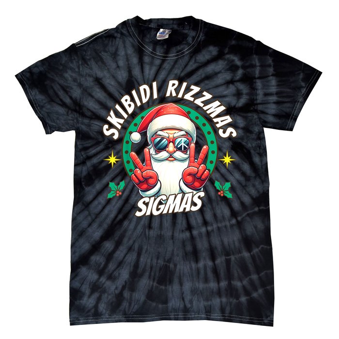 Rizzmas Sigmas Santa Peace Sign Tie-Dye T-Shirt