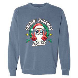 Rizzmas Sigmas Santa Peace Sign Garment-Dyed Sweatshirt