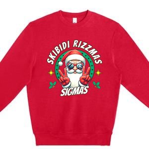 Rizzmas Sigmas Santa Peace Sign Premium Crewneck Sweatshirt