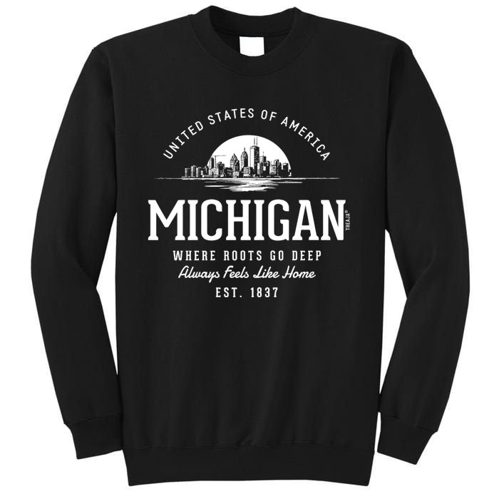 Retro Styled State Of Michigan Vintage Established Tall Sweatshirt