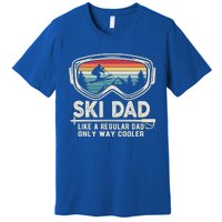 Retro Sunset Ski Mom Winter Skiing Skier Father Vintage Ski Gift Premium T-Shirt